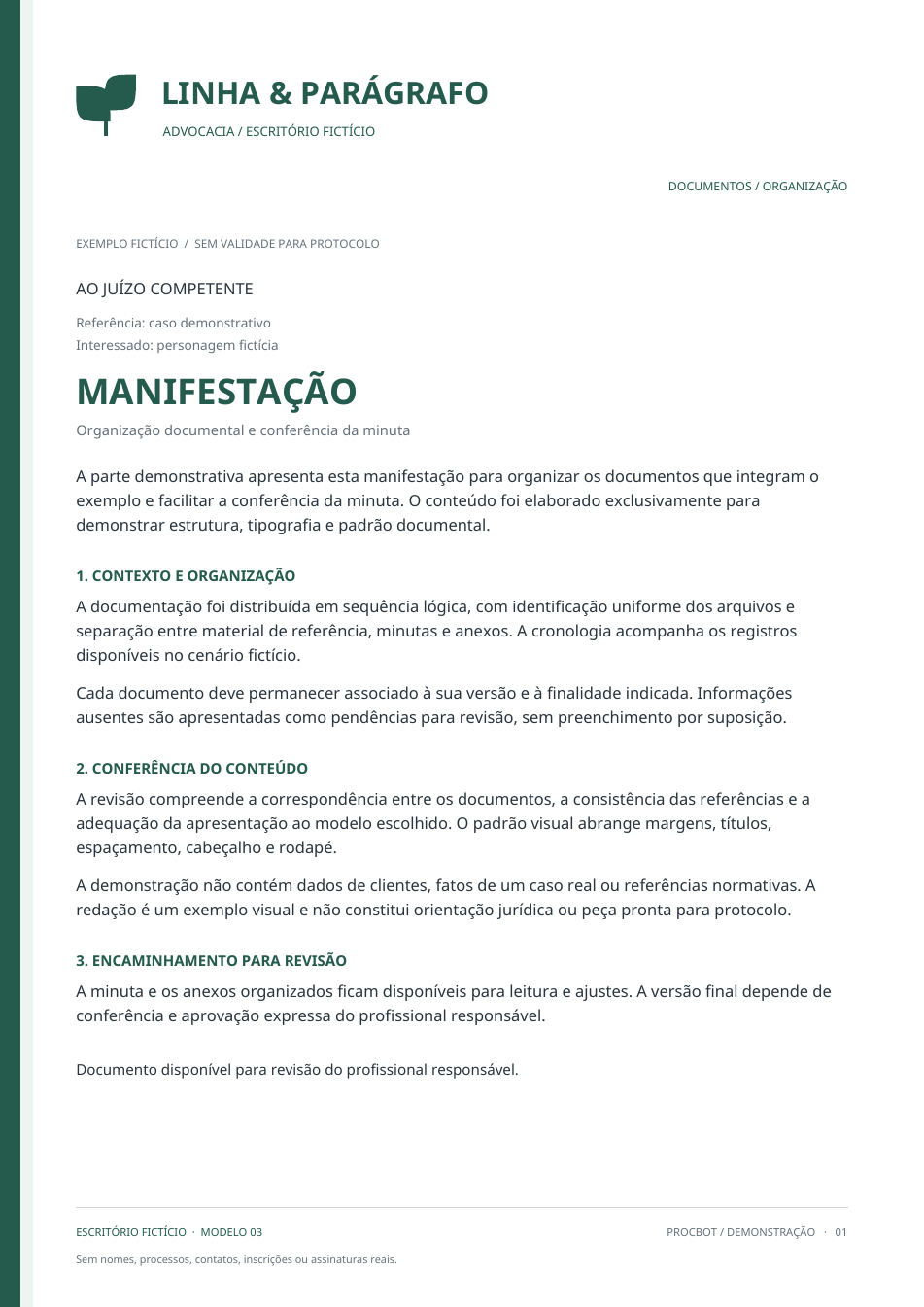 Timbrado fictício Linha & Parágrafo